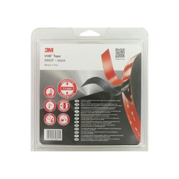 Dubbelhäftande tejp 3M VHB 595F - 19 mm x 11 m - Svart