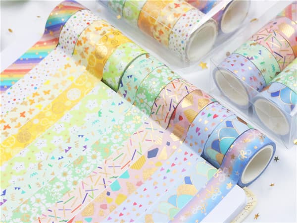 INF Söpö karkkiväri kultafolio Washi-teippisarja, 12 rullaa