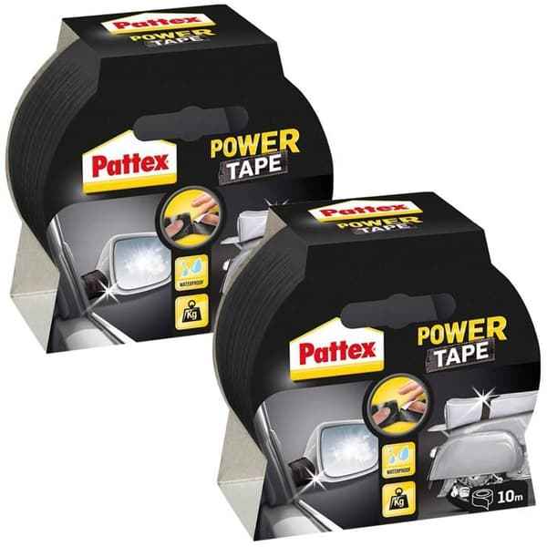 2x Pattex Power Tape - svart 48 mm x 10 m