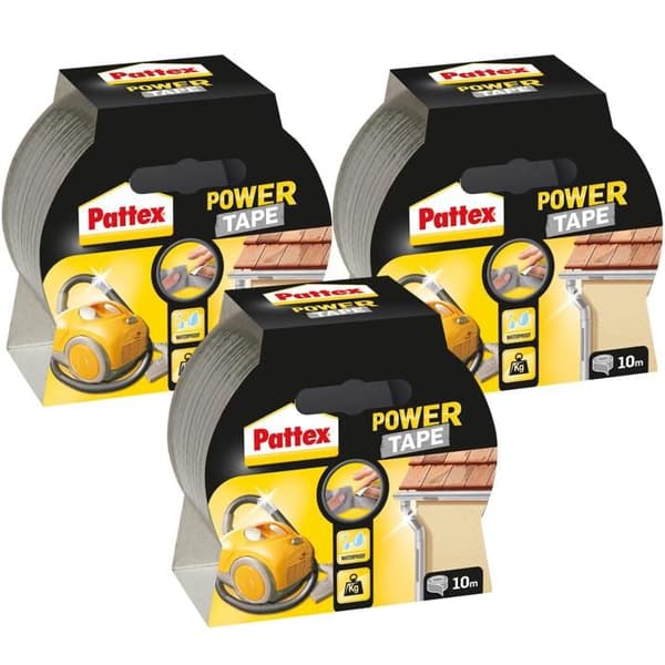 3x Pattex Power Tape - silver 48 mm x 10 m