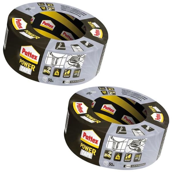 2x Pattex Power Tape - silver 48 mm x 50 m