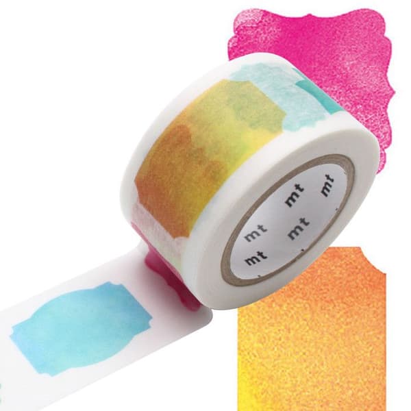 Maskeringstejp MT EX 2,5 cm akvarelletiketter - etikett akvarell N Multicolor - Assort.