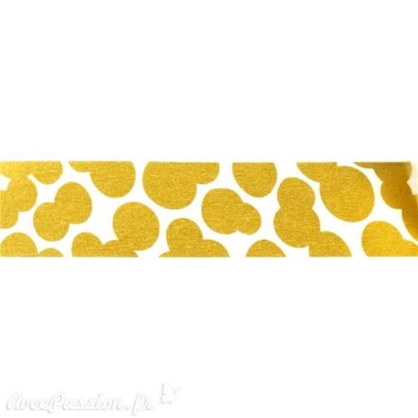Maskeringstejp stora vita prickar guld washi självhäftande papperstejp 3,5 cm x 10 m Guld