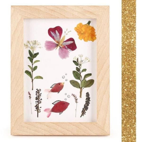Träram för Herbarium 13 x 17 cm + guldglitter maskeringstejp 5 m