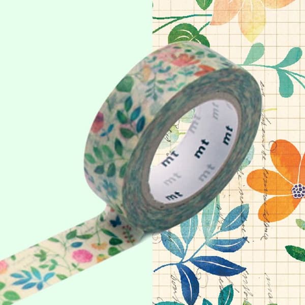 Maskeringstejp MT EX blommor på papper - akvarellblomma