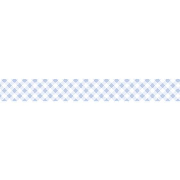 Washi Tape rutat, blå layette, 10mm, Rulle 15m