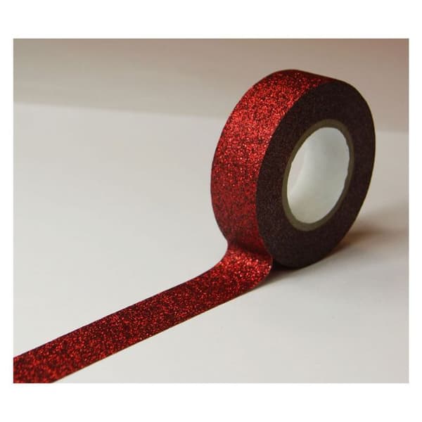 Maskeringstejp - Röd - Glittrande - Återanvändbar - 15 mm x 10 m