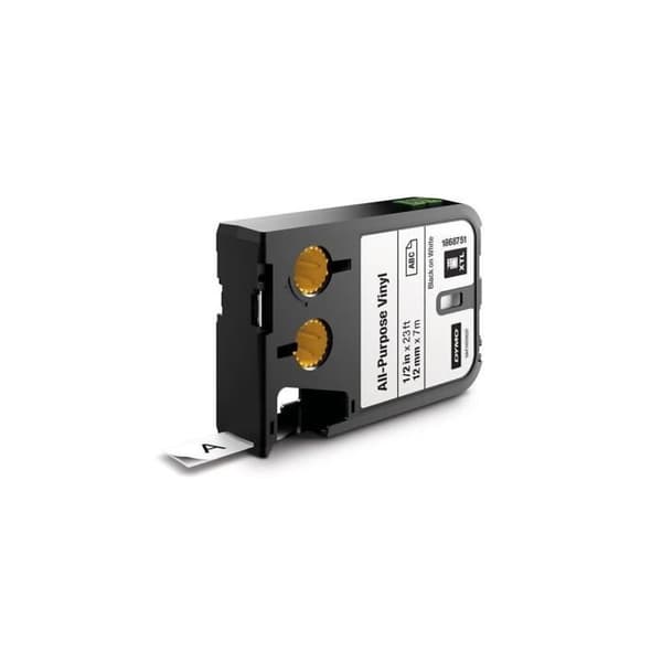 Permanent självhäftande tejp - DYMO - XTL - 12mm x 7m - Svart på vitt - Fuktbeständig
