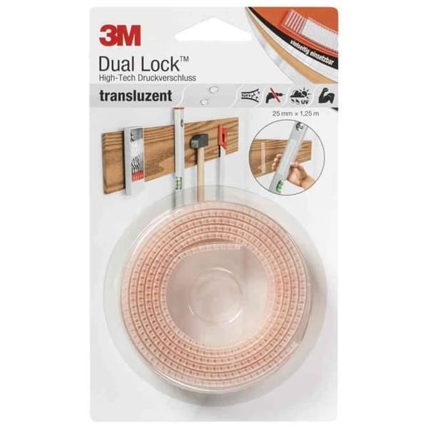 Dual Lock High-Teck krok-och-ögla-tejp 25 x 125 mm Klar