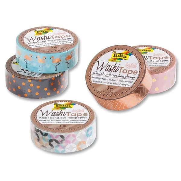 Folia Washi Tape, Hot Foil Eller Rosiga Dots, env. 5 m x 15 mm - 26101