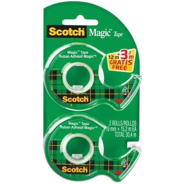 Handhållen tejphållare - Scotch - Magic Invisible - Paket med 2 - 19mm x 12m - Matt/invisible färg