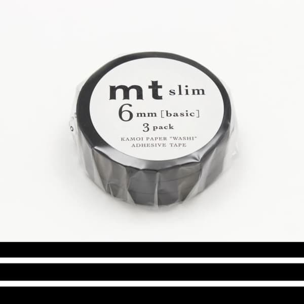 Maskeringstejp MT 6 mm SLIM Set om 3 - vanlig svart - mattsvart - Maskeringstejp (MT) Svart