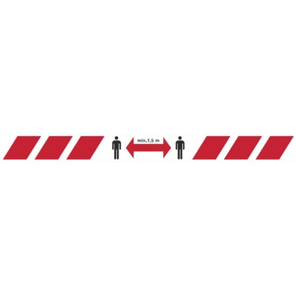 TESA - tejpegenskaper 50 m x 50 mm färg röd/vit + minsta avstånd 1,5 m