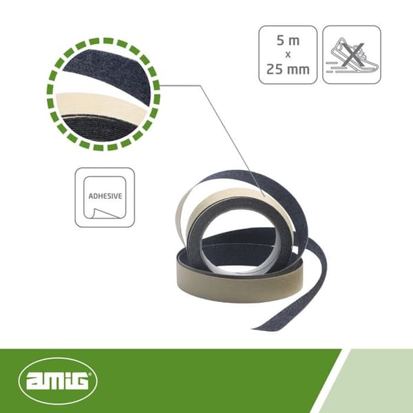 AMIG 17713 | Halkskydd 612 | 5 m x 25 mm | Svart