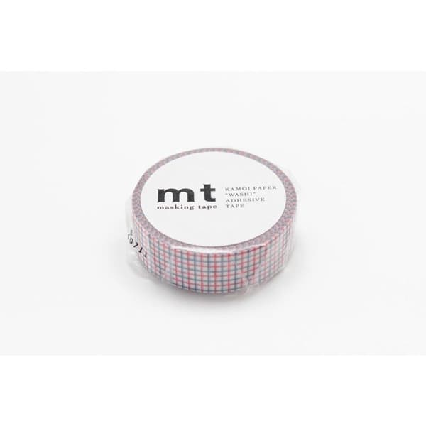 Masking Tape MT 1,5 cm Rutnät rött och blått