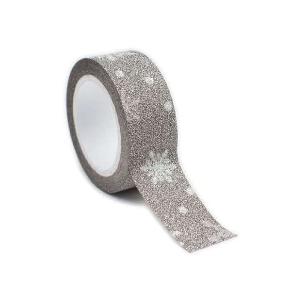 Maskeringstejp pailleté 1,5 cm Flocon svart