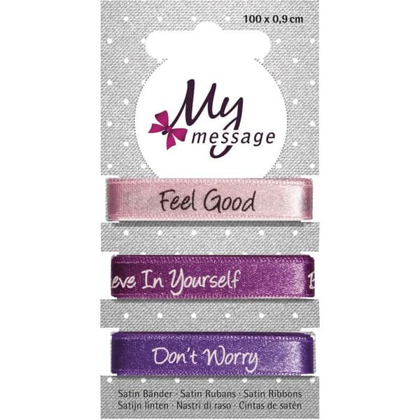 Satinband My Message Lila 9mm 1m 3 stycken