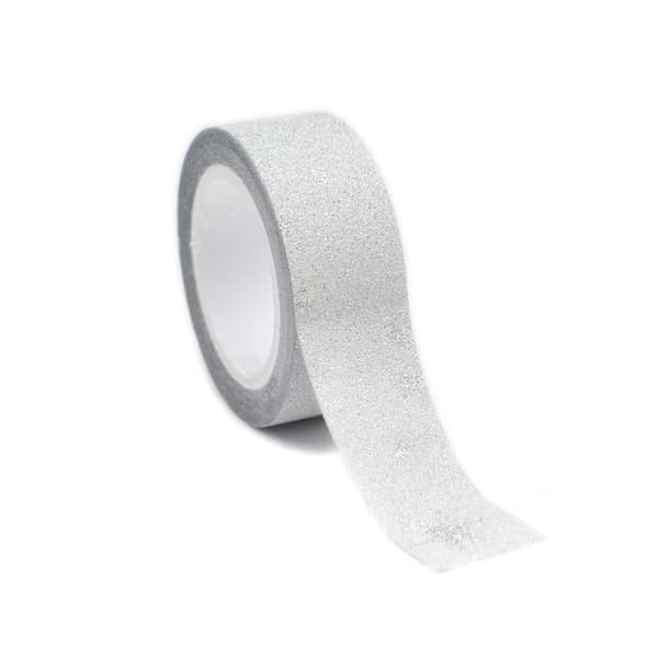 Maskeringstejp pailleté 1,5 cm Silverflakes