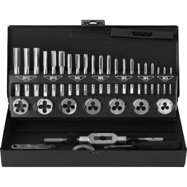 TOOLCRAFT TO-7015521 Gängskärningssats 32 delar Stål M3 x 0.50 , M4 x 0.70 , M5 x 0.80 , M6 x 1, M8 x 1.25, M10 x 1.50,