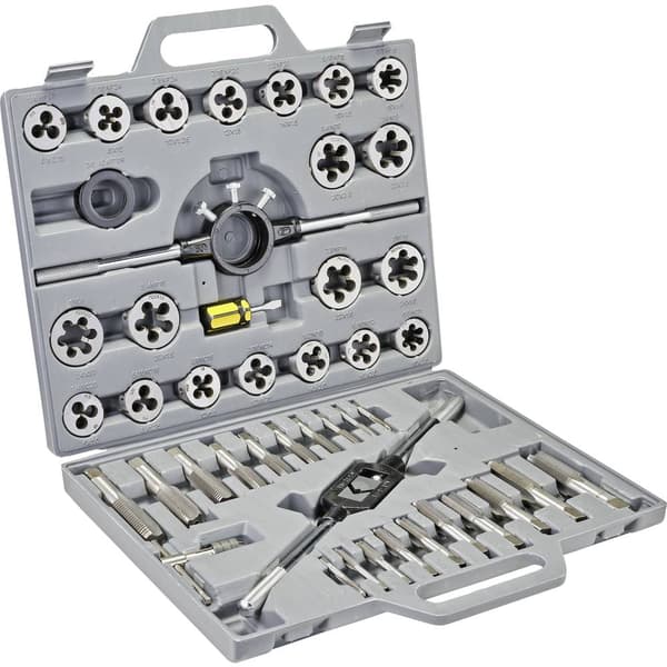 TOOLCRAFT TO-7199877 Gängskärningssats 45 delar HSS metrisk M6, M8, M10, M12, M14, M16, M18, M20, M22, M24