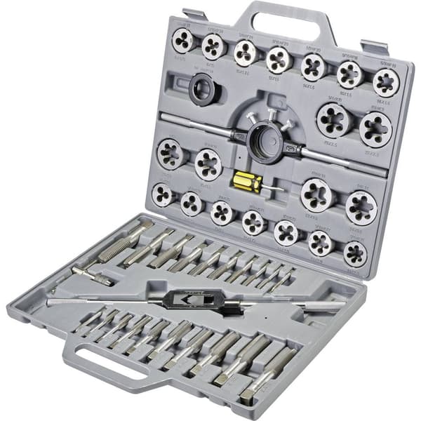 TOOLCRAFT TO-7199877 Gängskärningssats 45 delar HSS metrisk M6, M8, M10, M12, M14, M16, M18, M20, M22, M24