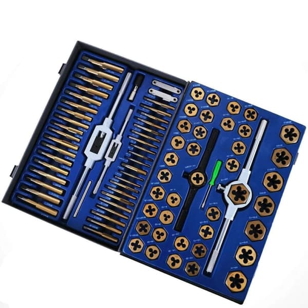 86st multifunktionell effektiv Taps och Dies kit, volfram stålmaterial,med låda