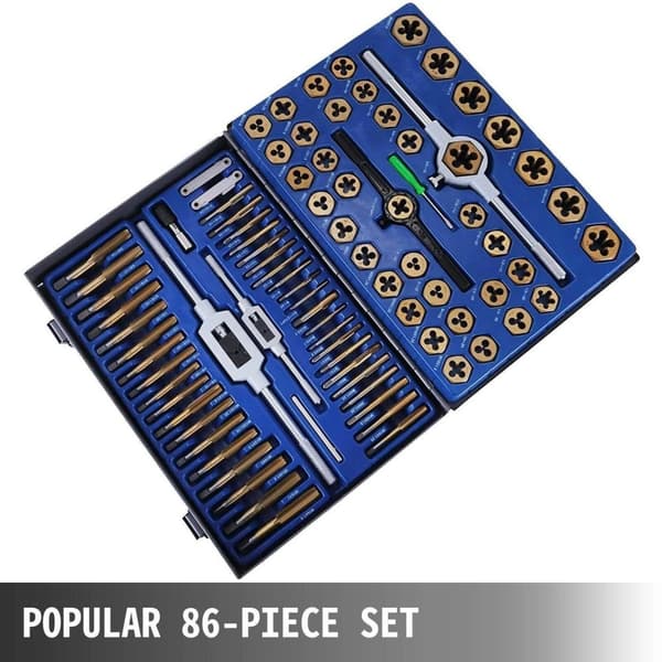 86st multifunktionell effektiv Taps och Dies kit, volfram stålmaterial,med låda