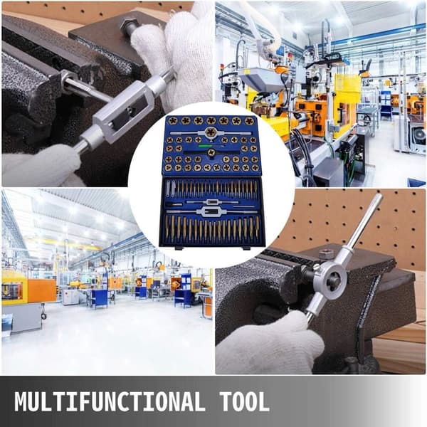 86st multifunktionell effektiv Taps och Dies kit, volfram stålmaterial, med låda