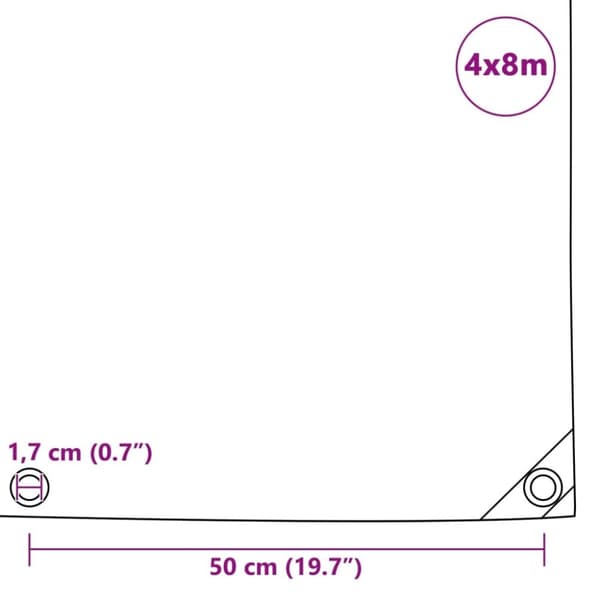 vidaXL Presenning 650 g/m² 4x8 m blå