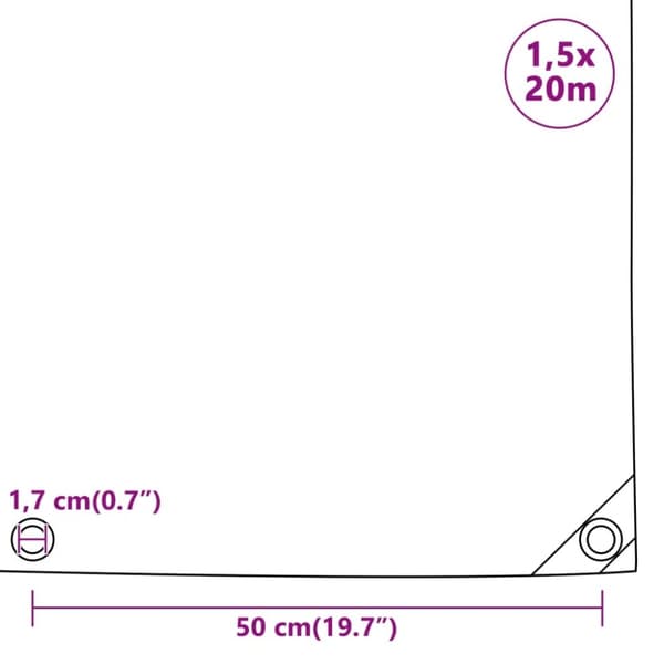 vidaXL Presenning 650 g/m² 1,5x20 m