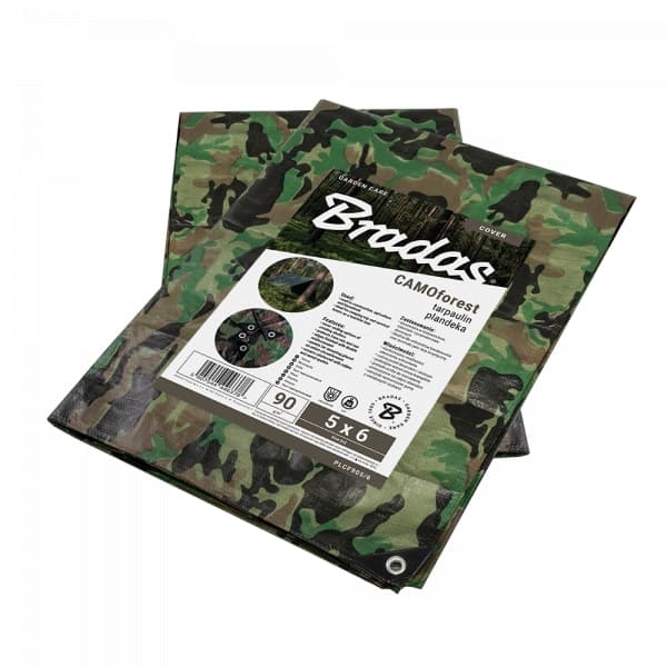 Set med 5 produkter. Presenning CAMOforest 2 x 3m 90g/m²