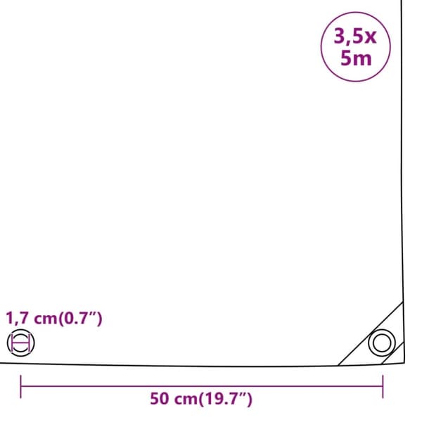 vidaXL Presenning antracit 3,5x5 m 650 g/m²