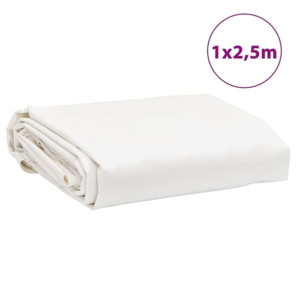 vidaXL presenning 1x2,5 m 650 g/m² hvid