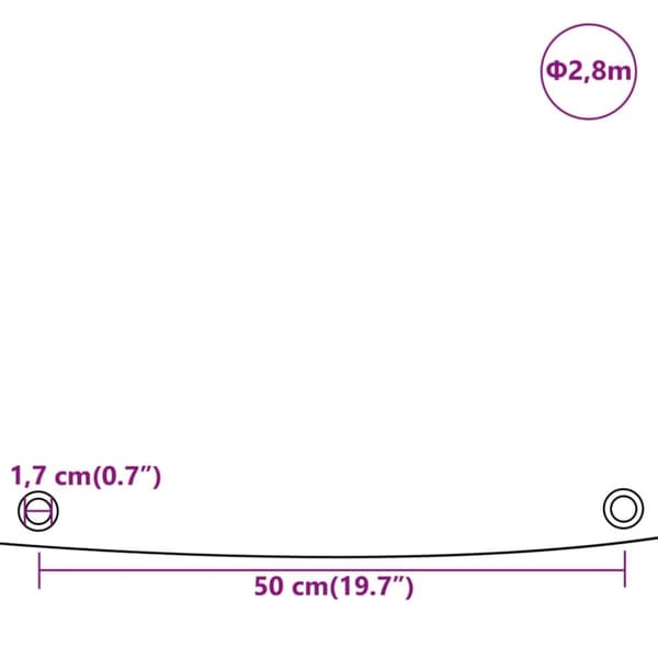 vidaXL presenning Ø 2,8 m 650 g/m² hvid