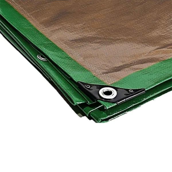 TECPLAST Skyddspresenning 4x5 m HQ250MU Grön och Brun - Hög Prestanda - Vattentät Presenning - UV-beständighet