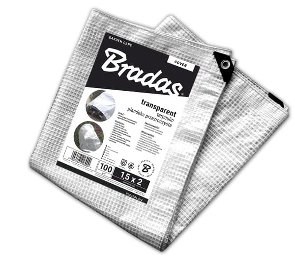 2 tuotteen paketti. Vahvistettu pressu / kasvihuonekalvo LENO CRISTAL 3 x 5m 100g, läpinäkyvä, Bradas