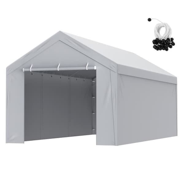 Ersättande carport markis duk-VEVOR-6,1x3 m, sidovägg garage presenning, vattentät och UV-skyddad, grå