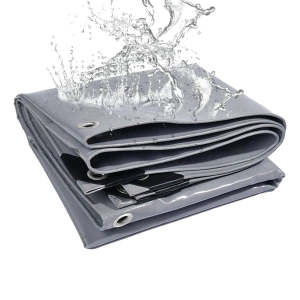 Heavy Duty Tarp, Vandtæt PVC Materiale, 90% UV Modstand,Grå, 3x4m