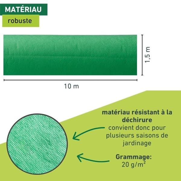 Geotextil - Windhager presenning - 06769 - Non-woven för trädgårdsträdgård non-woven från Super Grow 1,5 m x 10 m