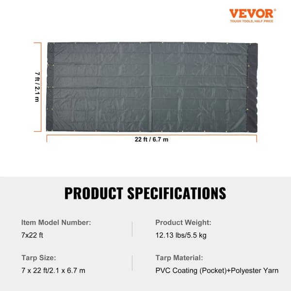 Dump Truck Tarp, Heavy Duty Konstruktion, Vejrbestandig,7 x 22 ft