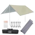 Miniatyrbillede 1 af 2: Ultralight Vandtæt Tarp, 190T Polyester, PU 3500mm Belægning, UV Beskyttelse,3x4m, Lys Khaki Tarp Sæt