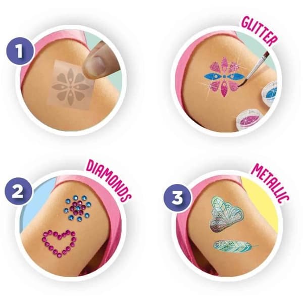Glamorösa 3 i 1 tatueringar - SES CREATIVE - Flerfärgad - Vit - För barn från 5 månader