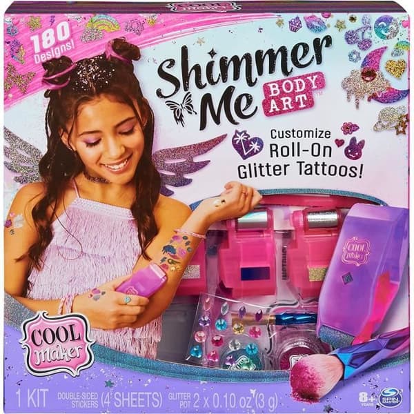 COOL MAKER - Shimmer Me Body Art - Tatueringsmaskin för barn - 180 mönster med färger strass och glitter