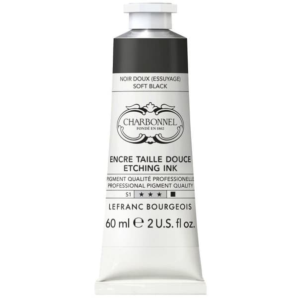 Trycksvärta för djuptryck - Mjuk svart - Charbonnel - Tub 60ml