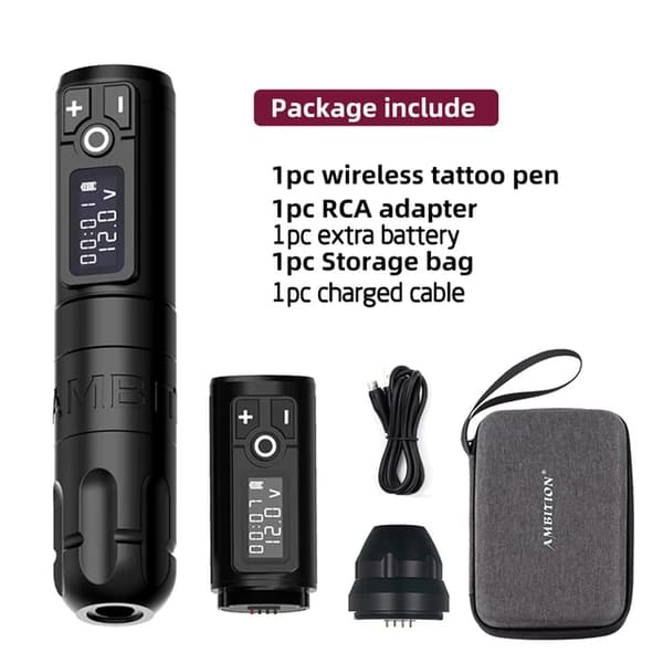 Trådløs Tatoveringsmaskine, Batteridrevet Rotaty Pen, LED Digital Display, Grøn Kit