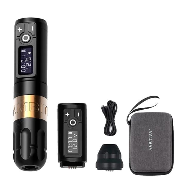 Trådløs Tatoveringsmaskine, Batteridrevet Rotaty Pen, LED Digital Display, Grøn Kit