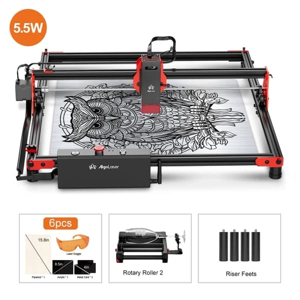 Lasergravørskærer, 40*40cm Bordstørrelse, Træ Metal CNC-maskine, DIY KIT 55W