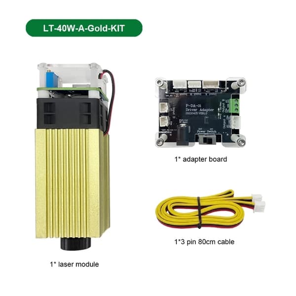 Laserhoved, Justerbar Fokus, DIY Gravering, LT-40W-A-Gold-KIT