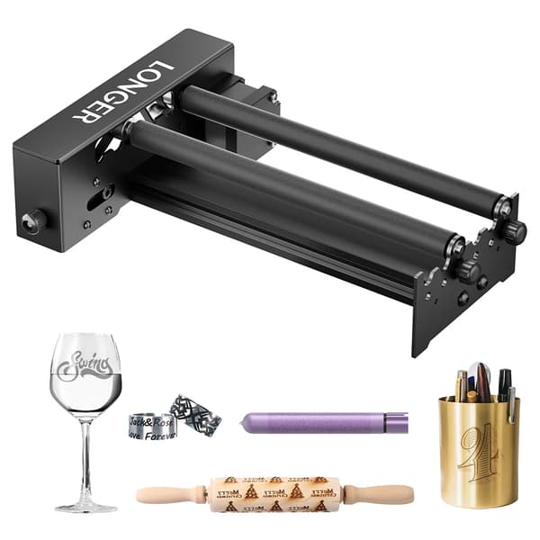 Lasergraver Rotationsrulle, 360° Rotation, Justerbart Graverrum,Roterende rulle
