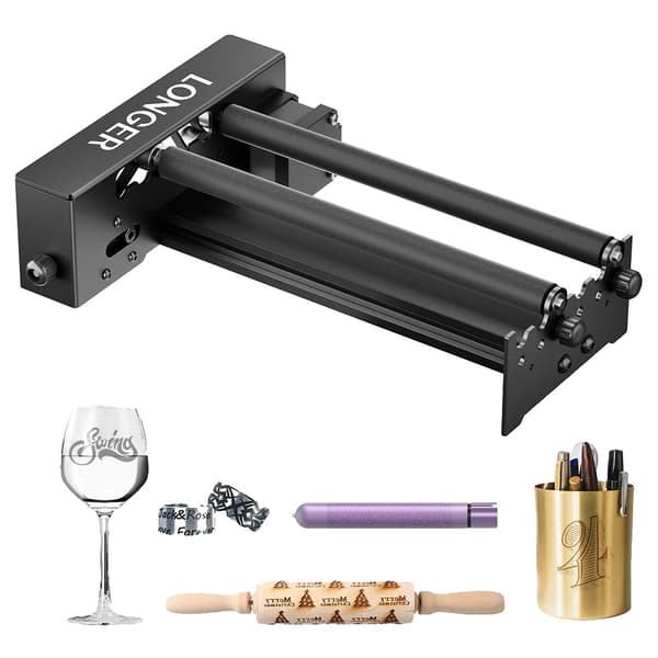 Lasergraver Rotationsrulle, 360° Rotation, Justerbart Graverrum,Roterende rulle